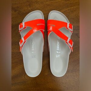 Birkenstock Yao neon orange patent leather. Size 41. New.
